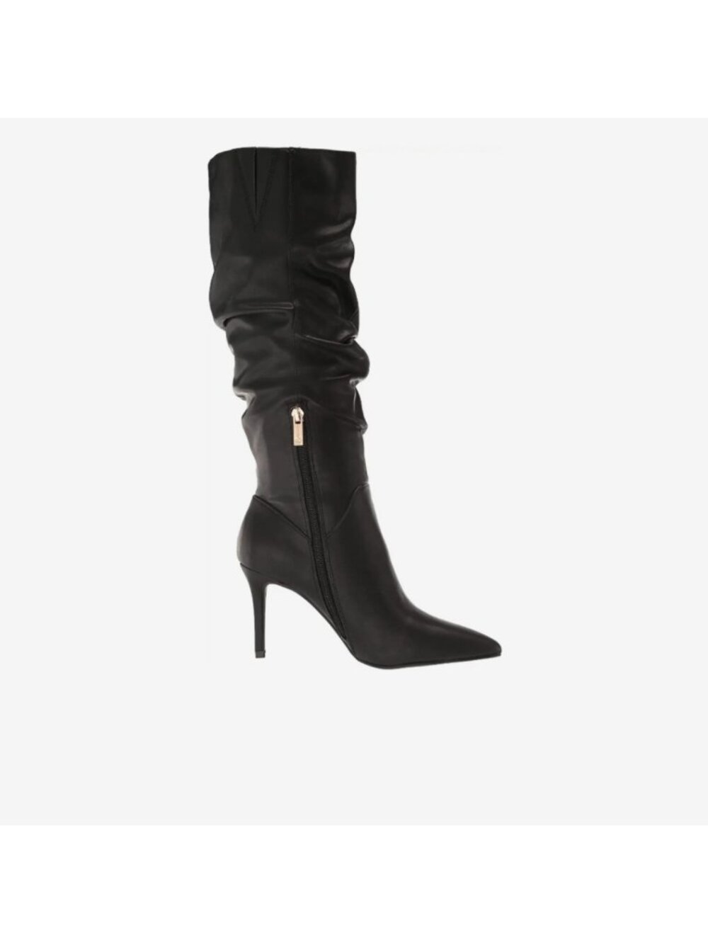 Jessica Simpson Adler Black Lux Stretch Slouchy Heeled Boots